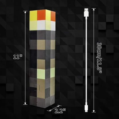 Minecraft Lamp | Pixel Fakkel Met Warm LED Licht